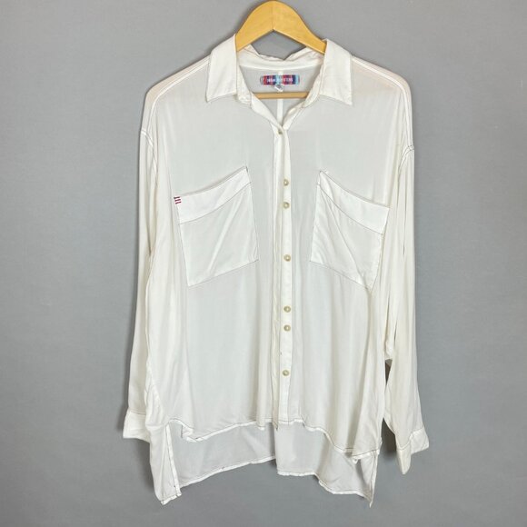 Urban Outfitters Tops - Urban Outfitters Blouse White Semi-Sheer Long Sleeve FLAWS Size Medium Women Top